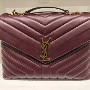 Yves Saint Laurent Burgundy Loulou Medium Bag Cross Body